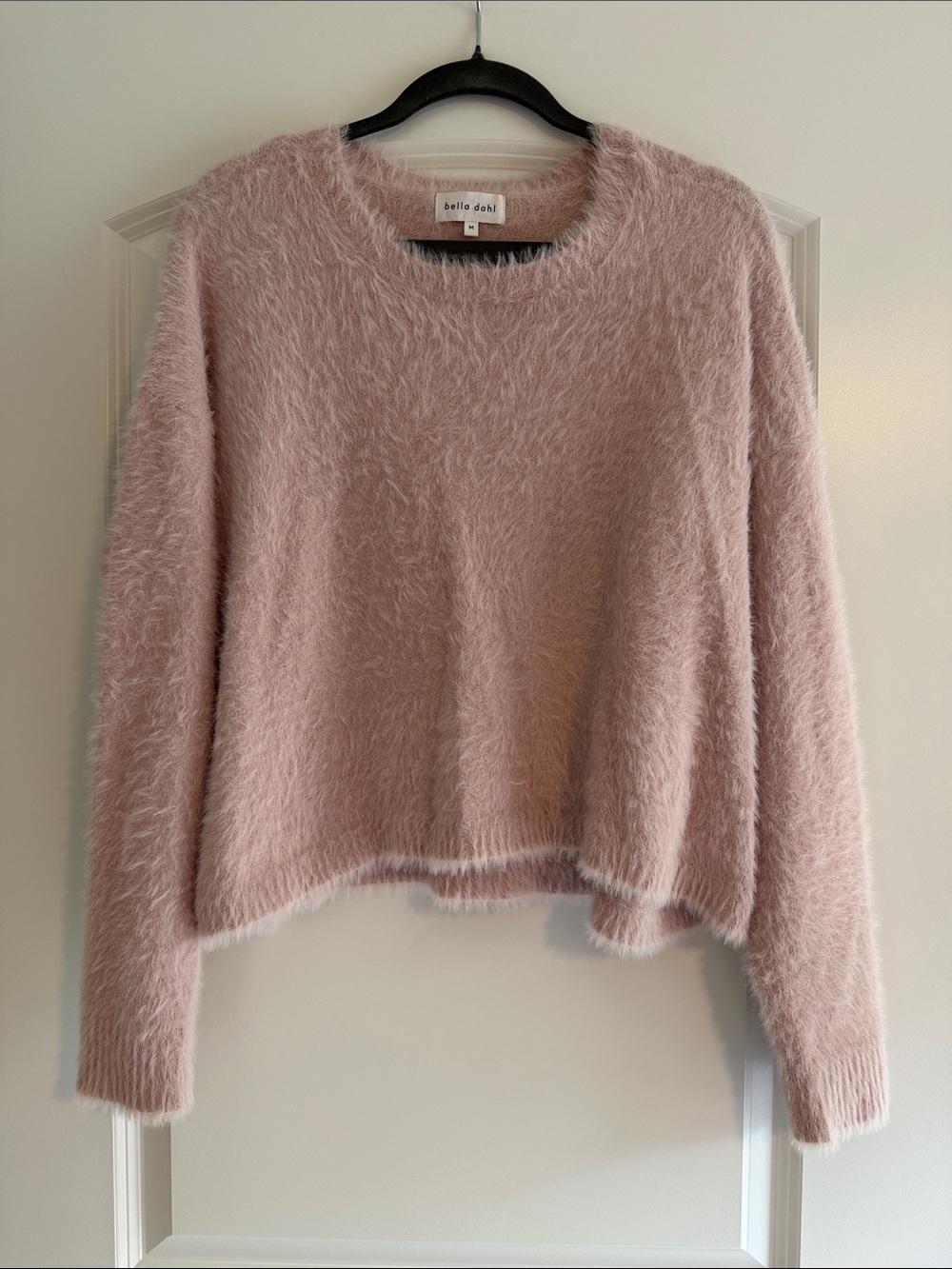 Bella Dahl Pink Fuzzy Crewneck Sweater